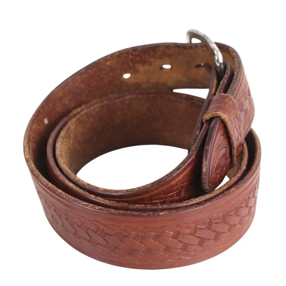 R.A.U. Co TOOLED BROWN REAL LEATHER 1 3/8
